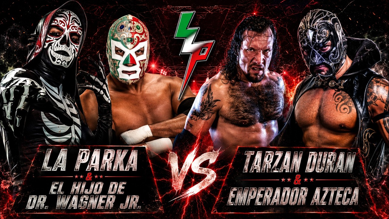 La Parka & El Hijo de Dr. Wagner Jr. vs Tarzan Duran & Emperador Azteca | Lucha Libre Promotion background