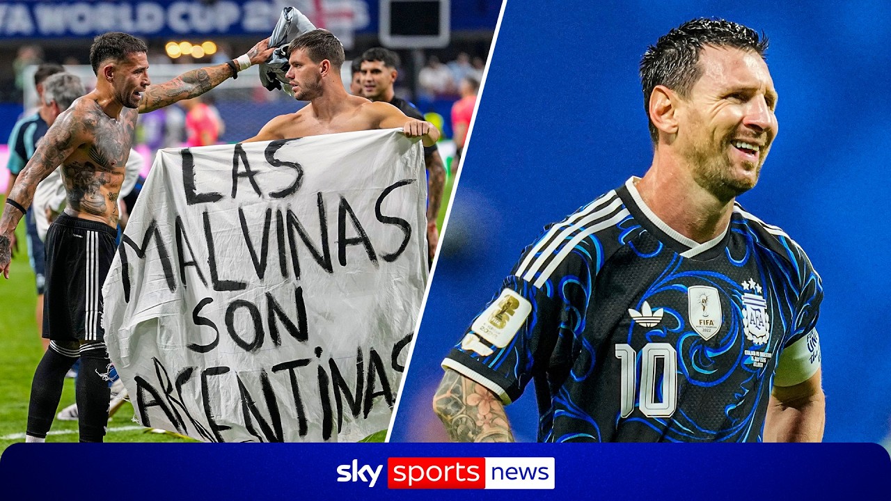Argentina could face disciplinary action from FIFA after holding up Falklands Islands banner background