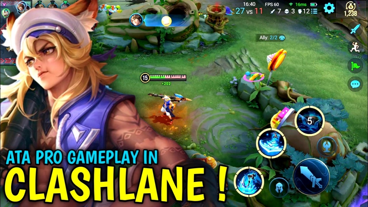 Honor Of Kings : Ata Pro Gameplay In ClashLane | Best Build Ata - HOK background