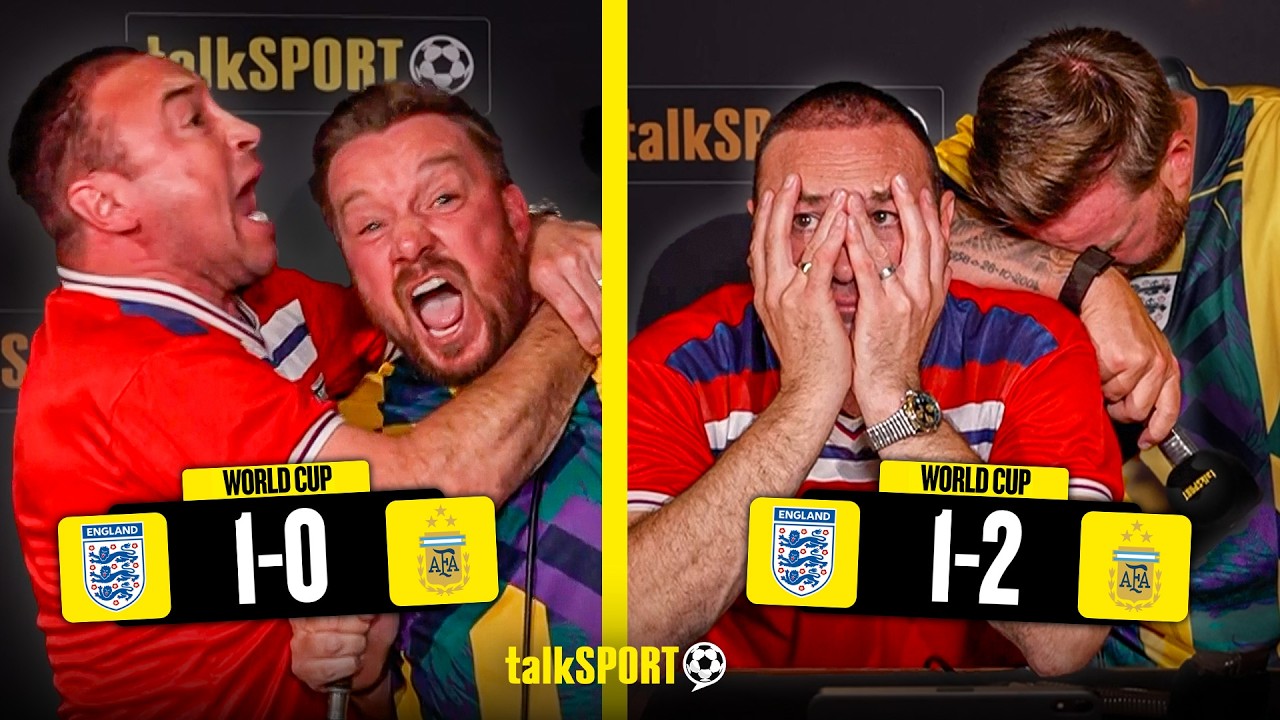 Jamie O'Hara and Jason Cundy's JOY and ANGER as they REACT to England's EPIC BATTLE with Argentina! background