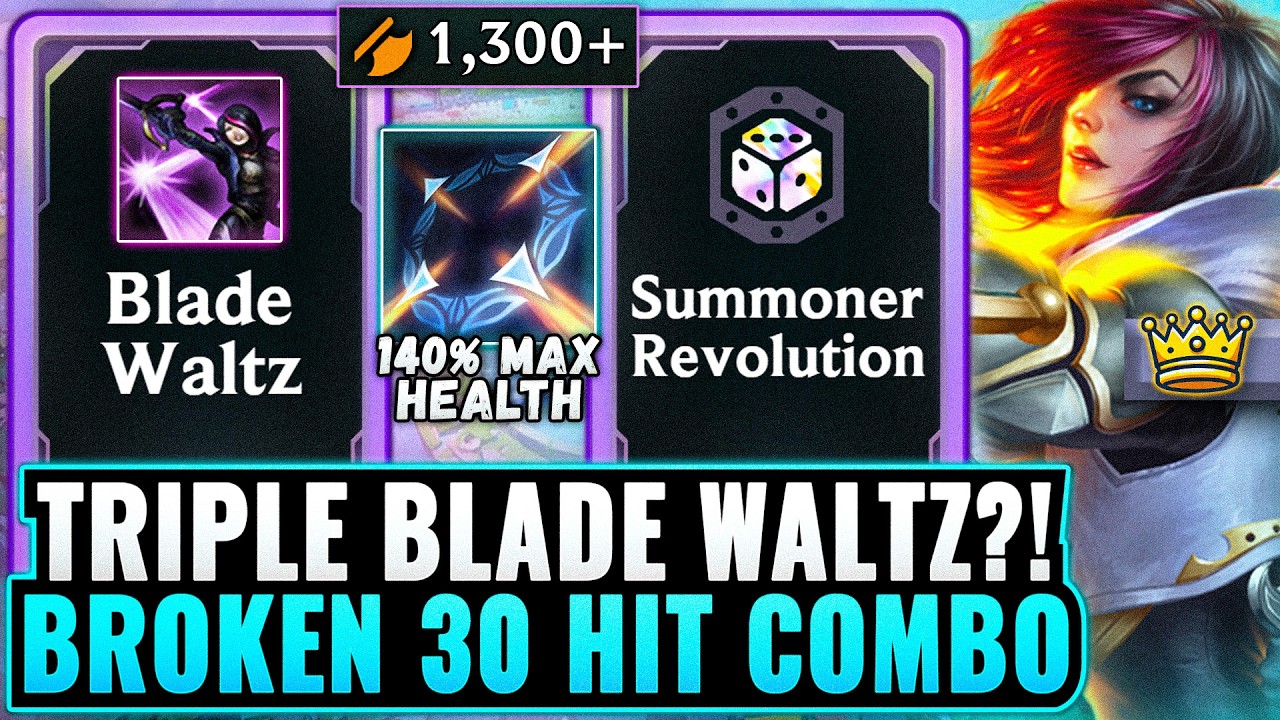 140% HP True Damage: Triple Blade Waltz Augment Combo | League Arena Gameplay background