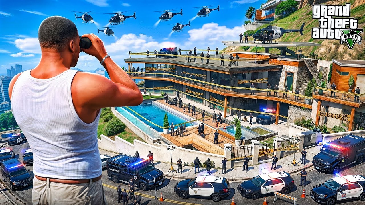 Franklin And Shinchan House Raided By Police In Gta 5 background