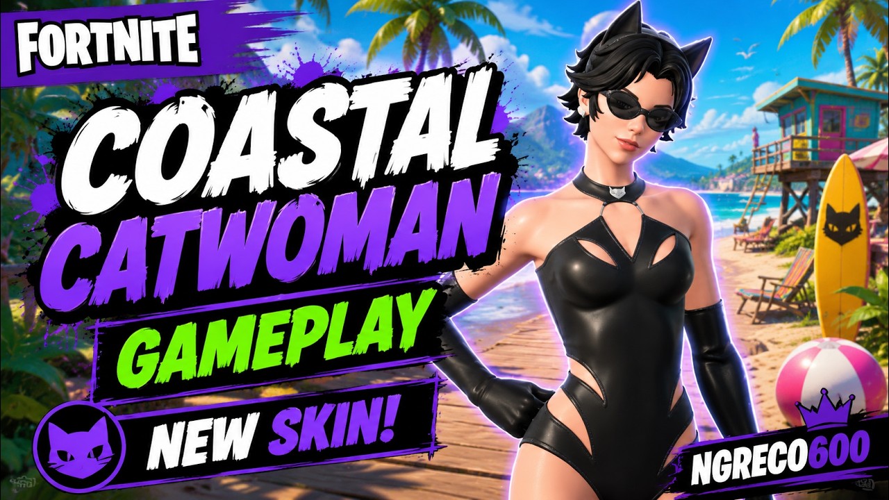 NEW SKIN "COASTAL CATWOMAN" Victory Royale Gameplay in Fortnite! background