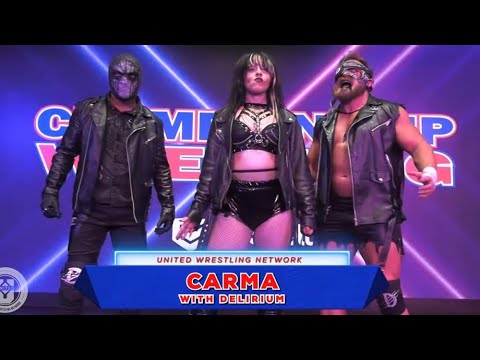 Carma w/ DELIRIUM (SLADE & McCALLION) V Brittnie Brooks TV womens wrestling match background