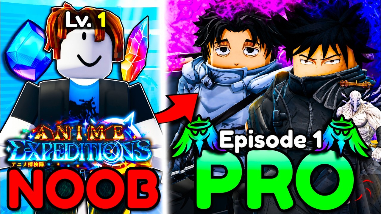 LUCKIEST Start! Going From NOOB To PRO In Anime Expeditions Roblox! (Episode 1) background