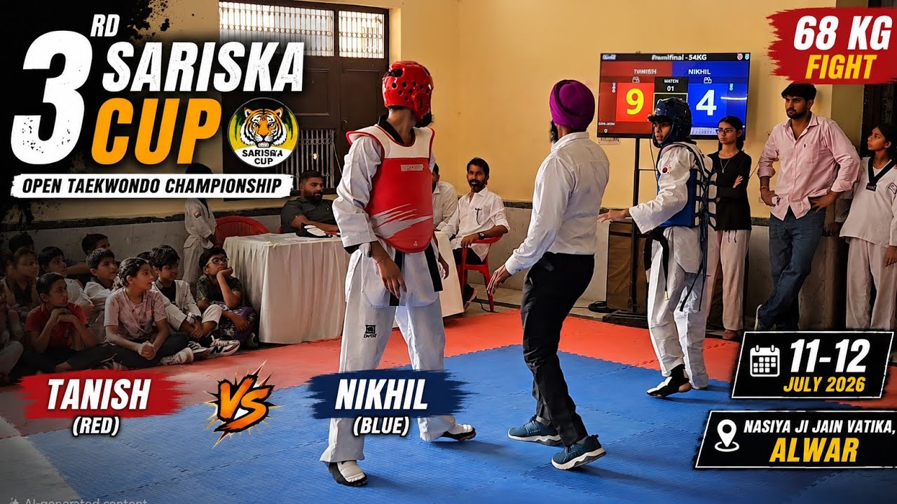 🔥 Tanish vs Nikhil | 68KG Semifinal | 3rd Sariska Cup Taekwondo Championship 2026 #68kg #tkd background