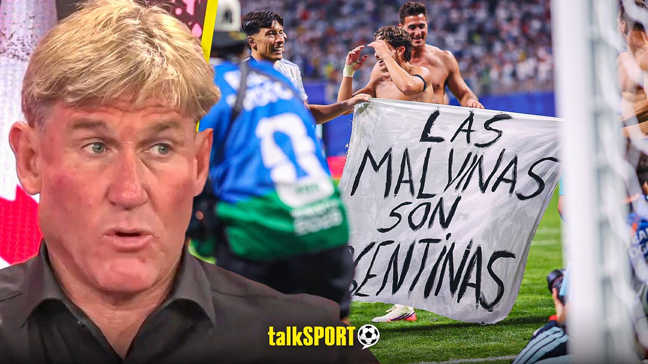 Simon Jordan REACTS to Argentina celebrating with a Falklands Sign after England's World Cup EXIT! background