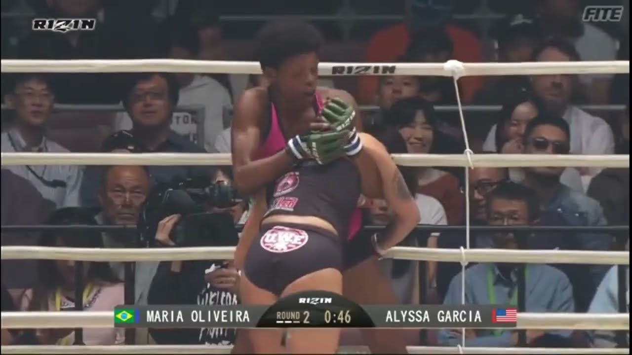 Alyssa Garcia VS Maria Oliveira - Insane Fight Outfit Crazy Work backdrop