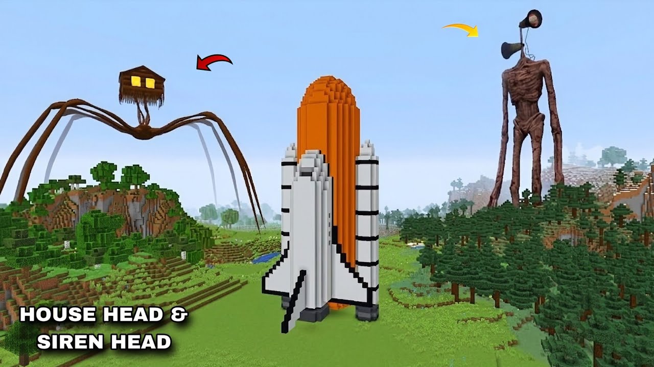 ЁЯФе SURVIVING AGAINST HOUSE HEAD & SIREN HEAD COMBO in Minecraft ЁЯШ▒ | Coffin Meme Gameplay background