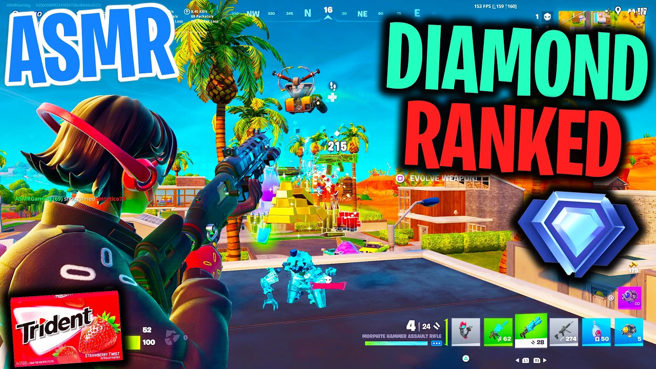 ASMR Gaming ๐ด Fortnite Diamond Rank is Tryhard! Gum Chewing ๐ฎ๐ง Controller Sounds + Whispering ๐ค background