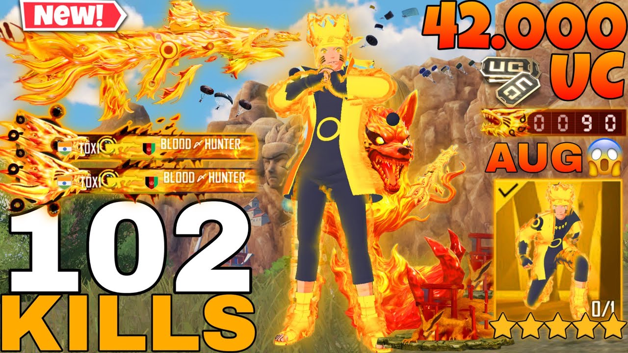 OMG😱42.000UC BEST GAMEPLAY with NEW AUG (LEVEL8)+BEST NARUTO SET🔥PUBG MOBILE background