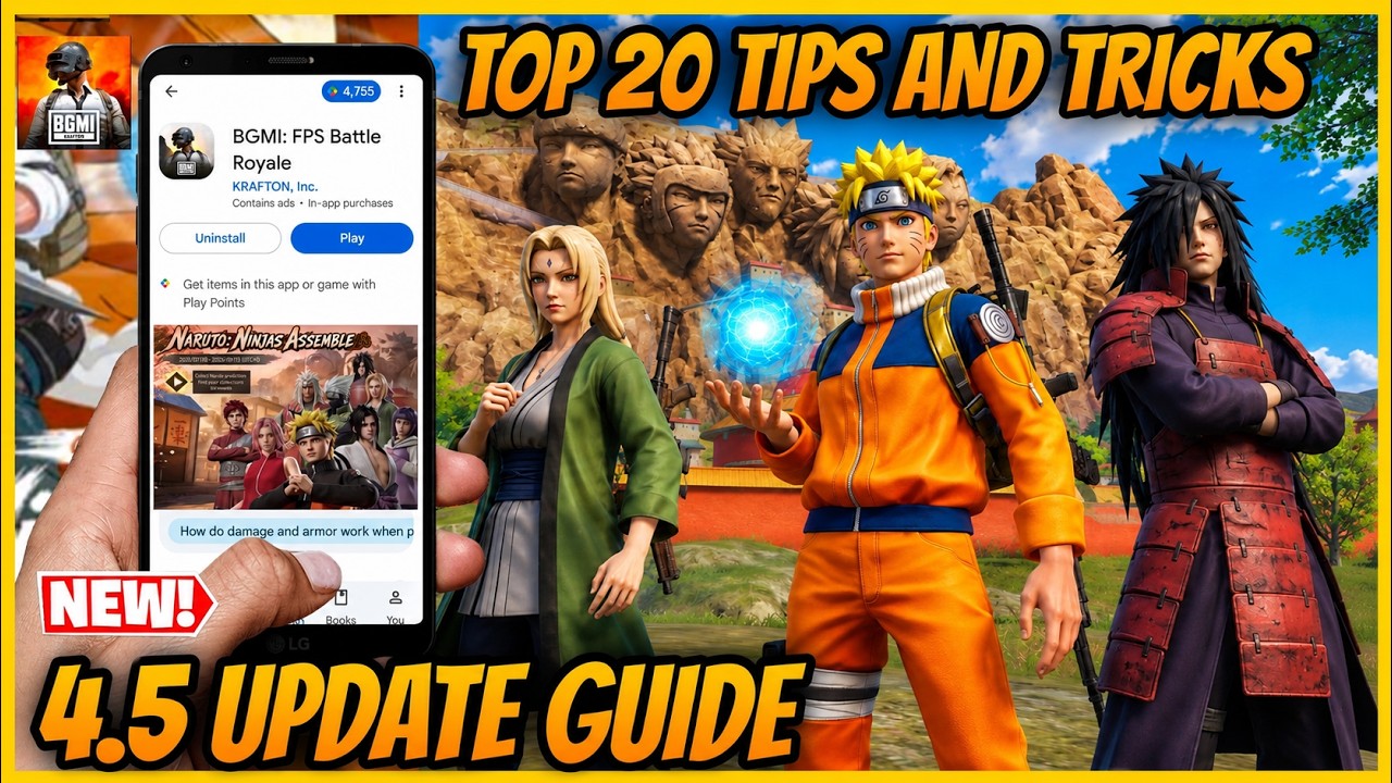 đ„BGMI 4.5 Update | Top 20 Tips & Tricks | Complete 4.5 Naruto Update Guide and New Features background