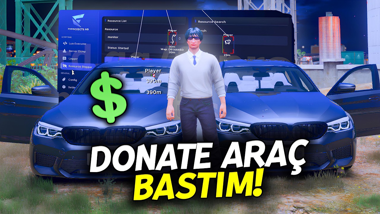 HİLEYLE DONATE ARABA BASIP TÜM SUNUCUYA DAĞITTIM! (FiveM Hile Troll) background