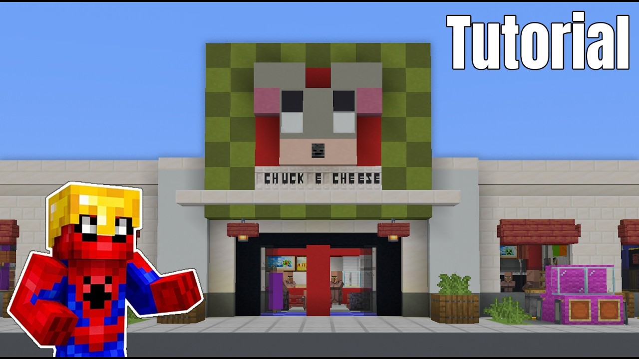 How to Build a Realistic Chuck E. Cheese Restaurant in Minecraft | Step-By-Step Tutorial 🐭🍕 background