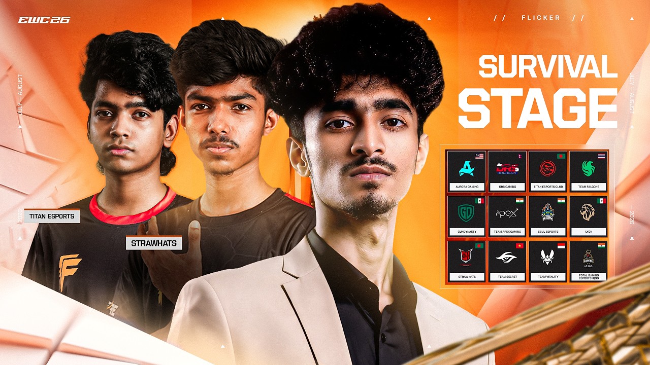 EWC 2026 – Garena Free Fire – Survival Stage | Bangladesh's Last Chance! 🔥 Watch Party with Flicker background
