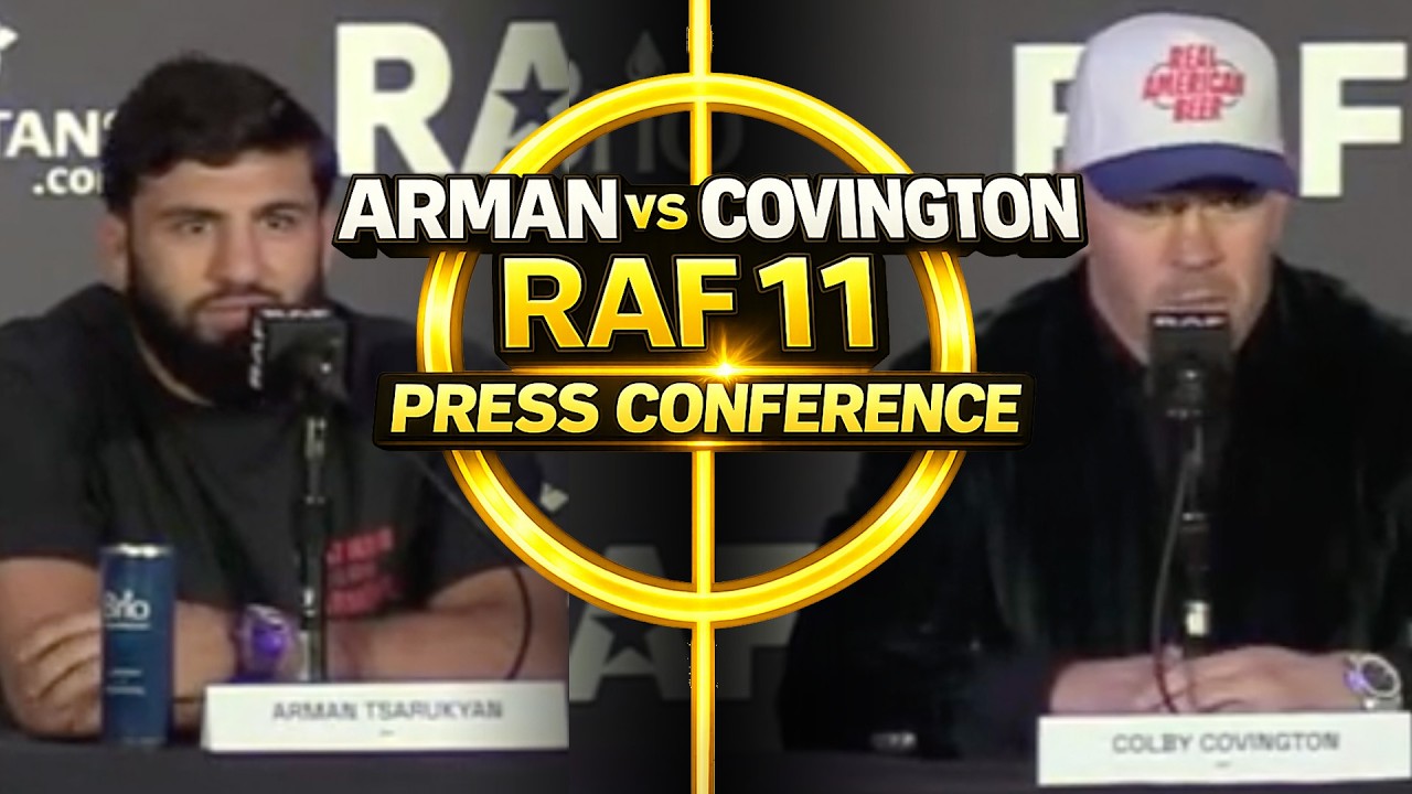 Arman Tsarukyan vs. Colby Covington RAF 11 Press Conference | Tsarukyan vs. Covington | MMA Fighting background
