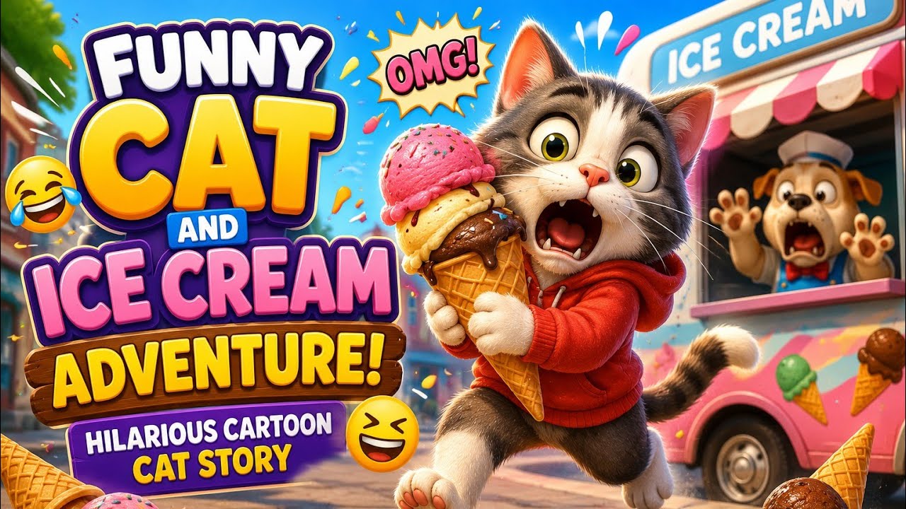 Cat's Crazy Ice Cream Adventure ЁЯР▒ЁЯНи | Must-Watch Funny Cartoon background