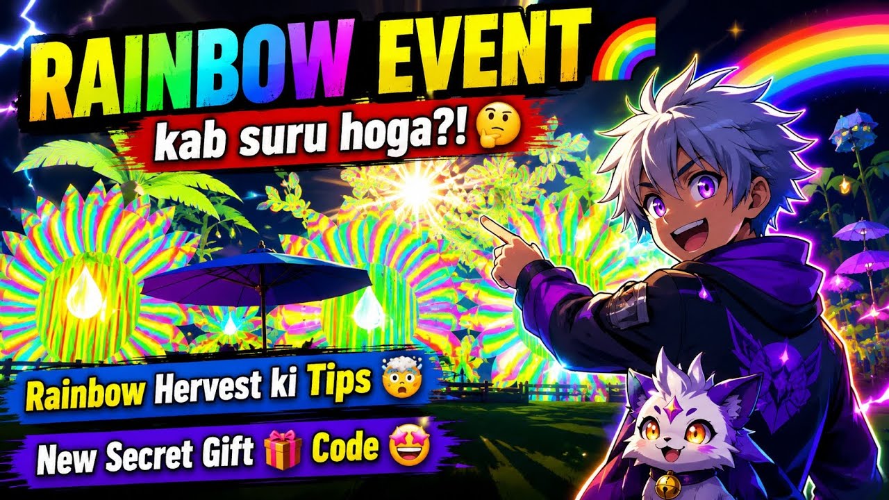 RAINBOW HERVEST KI TIPS 🤯/NEW SECRET GIFT CODE 🎁🤩#freefire#roblox#freegarden#rainbowglitch#craftland background