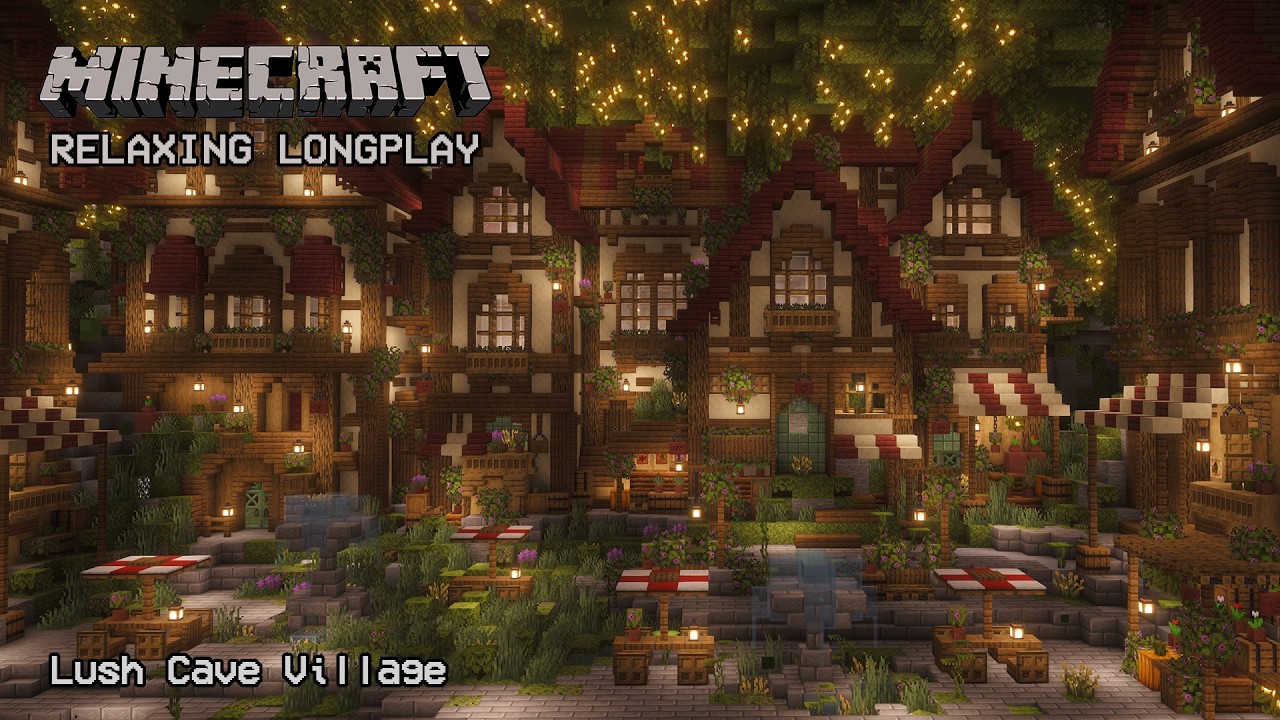 Minecraft Relaxing Longplay - Lush Cave Village - Cozy Cottage House (No Commentary) 1.21 background
