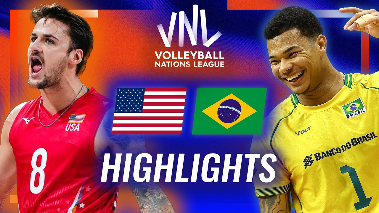 USA πΊπΈ vs. Brazil π§π· - Highlights | Week 3 | Men's VNL 2026 background