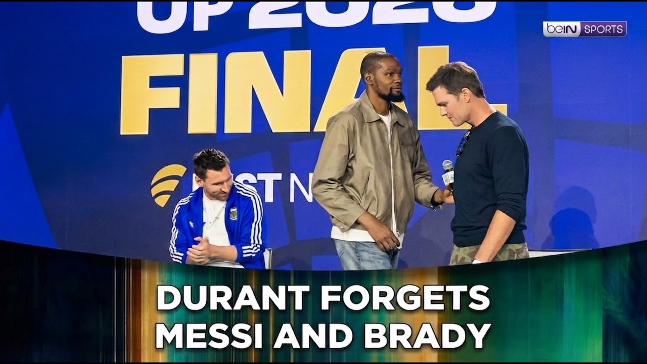 Kevin Durant nervously forgets to greet Messi and Tom Brady background
