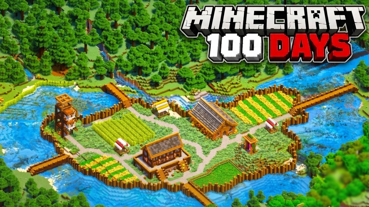I Survived 100 Days Building The ULTIMATE River Base in Minecraft Survival background