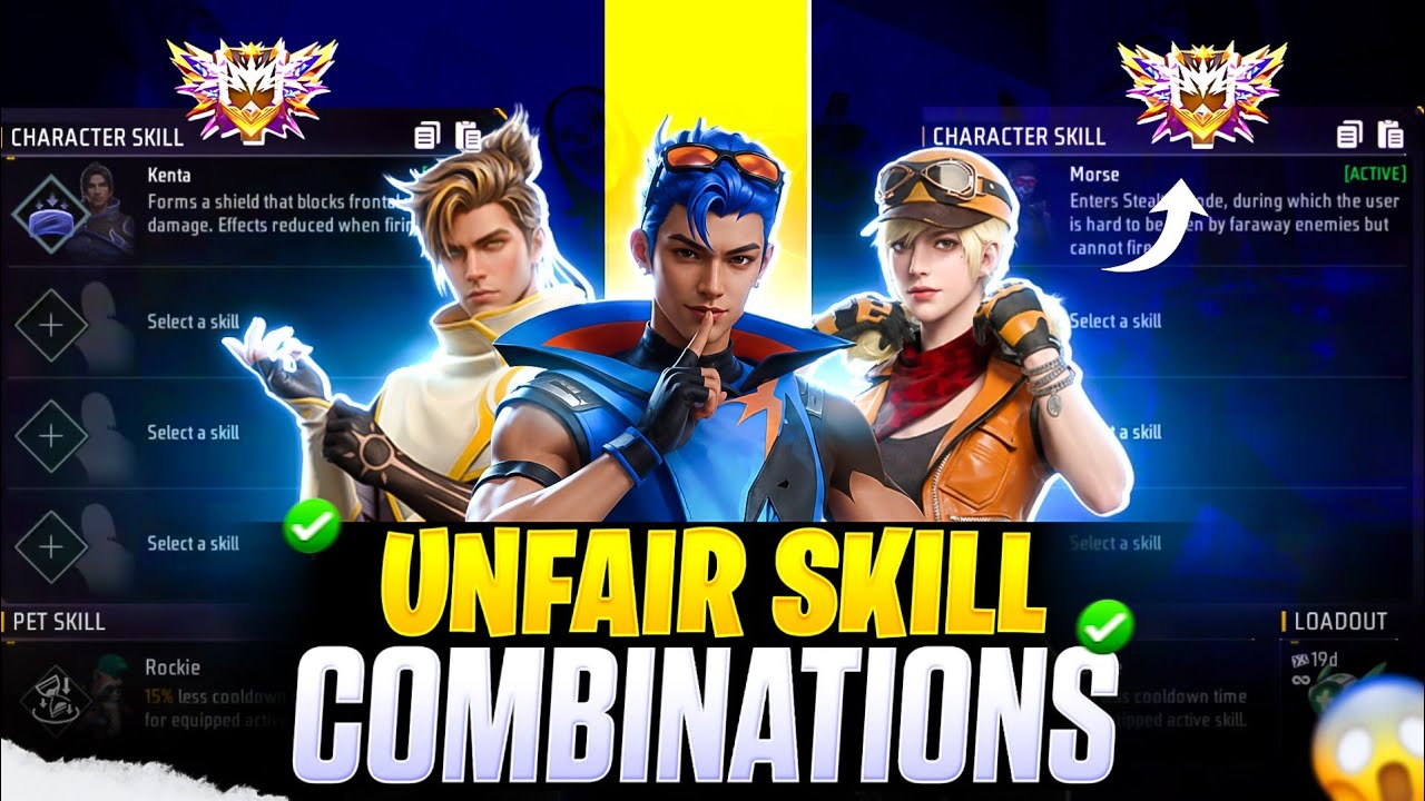TOP 3 UNFAIR CHARACTER SKILL COMBINATIONS ✅ || Best Character Combination For Br Rank & Cs Rank background
