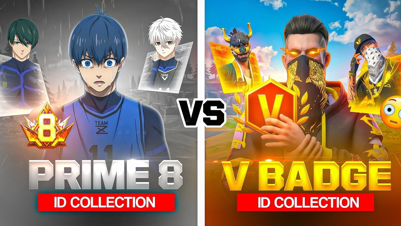 Prime 8 ID vs V Badge ID đ± Who Gets More Attention in 1 Hour? â Garena Free Fire backdrop