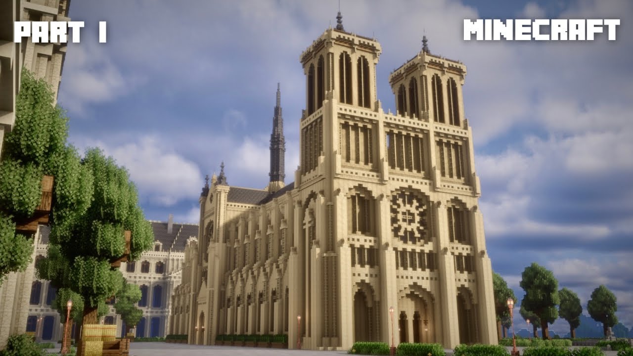 Minecraft: Notre Dame inspired Cathedral Tutorial | Part 1 backdrop