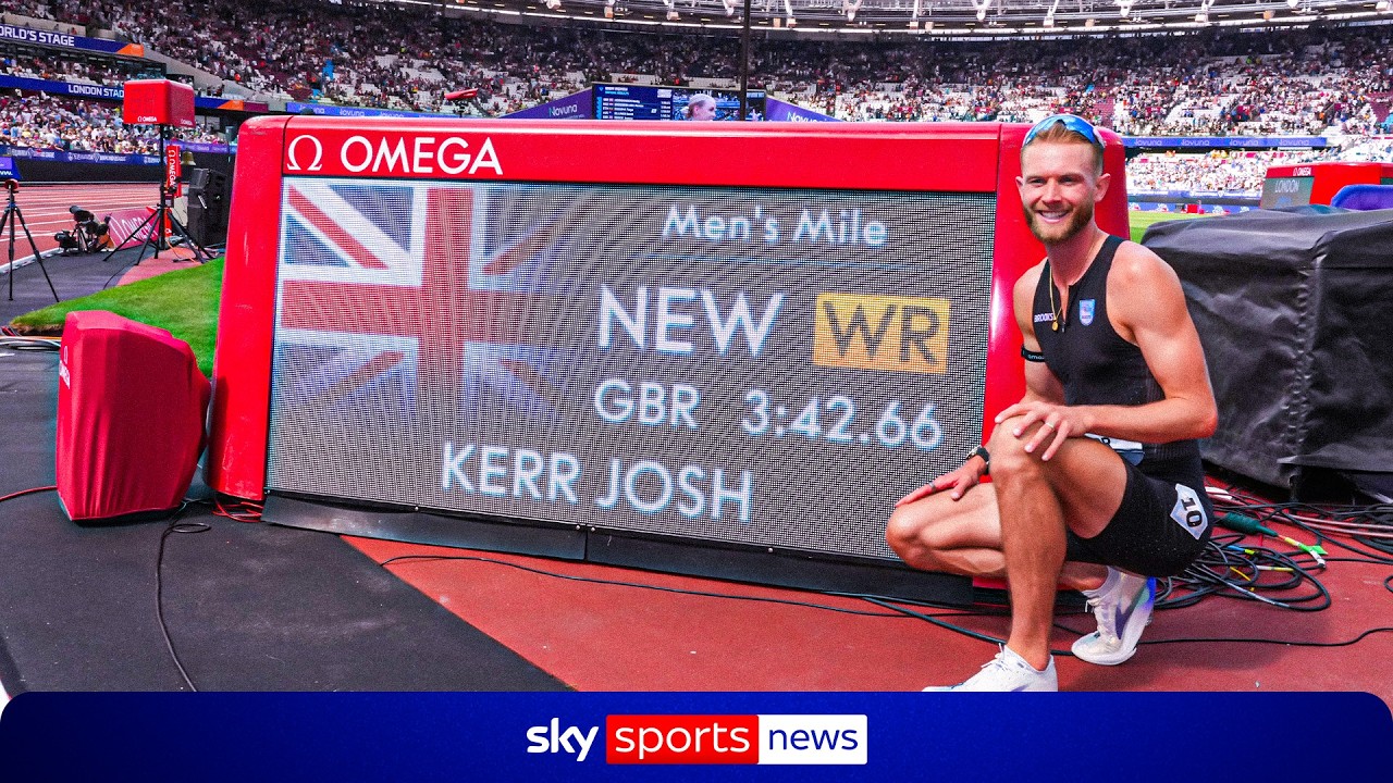 Josh Kerr breaks the 1-mile world record which has stood since 1999 background