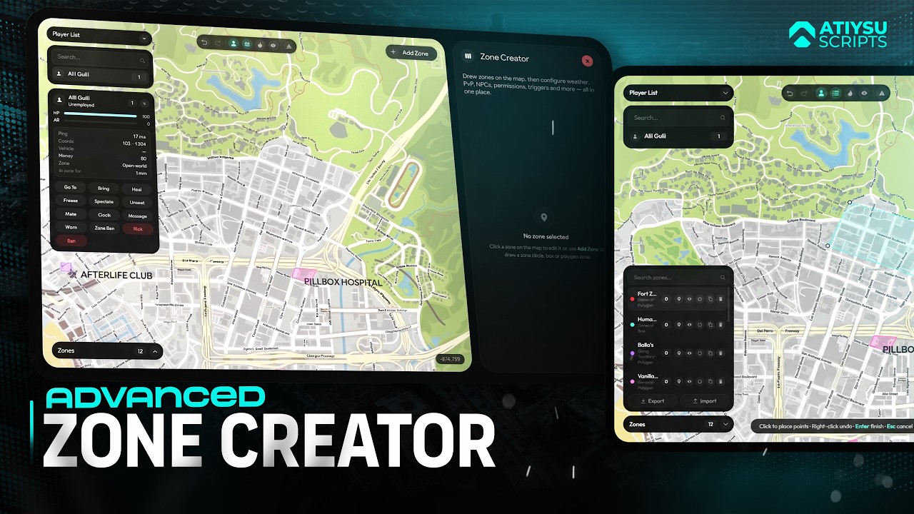 FiveM Zone Creator | Advanced FiveM Zone Manager | In-Game Map-Drawn Areas background