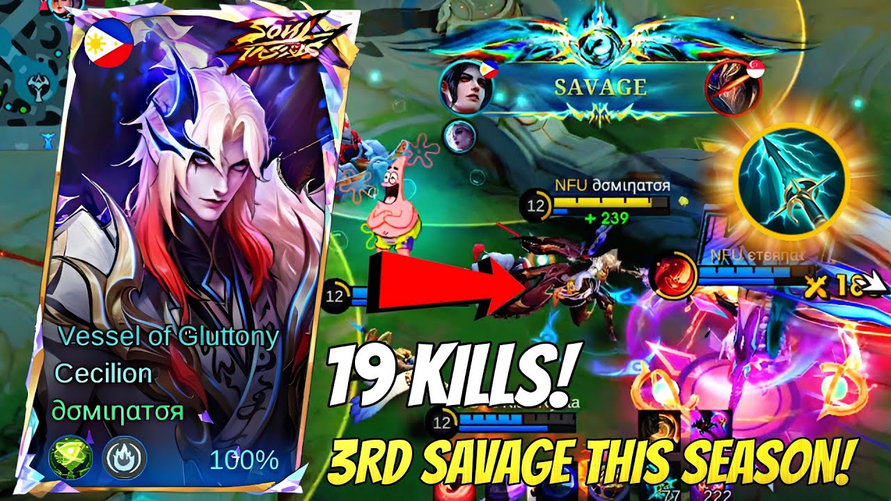 19 KILLS + 3rd SAVAGE This Season! Cecilion Punished Everyone!, Cecilion Gameplay | #mlbb background