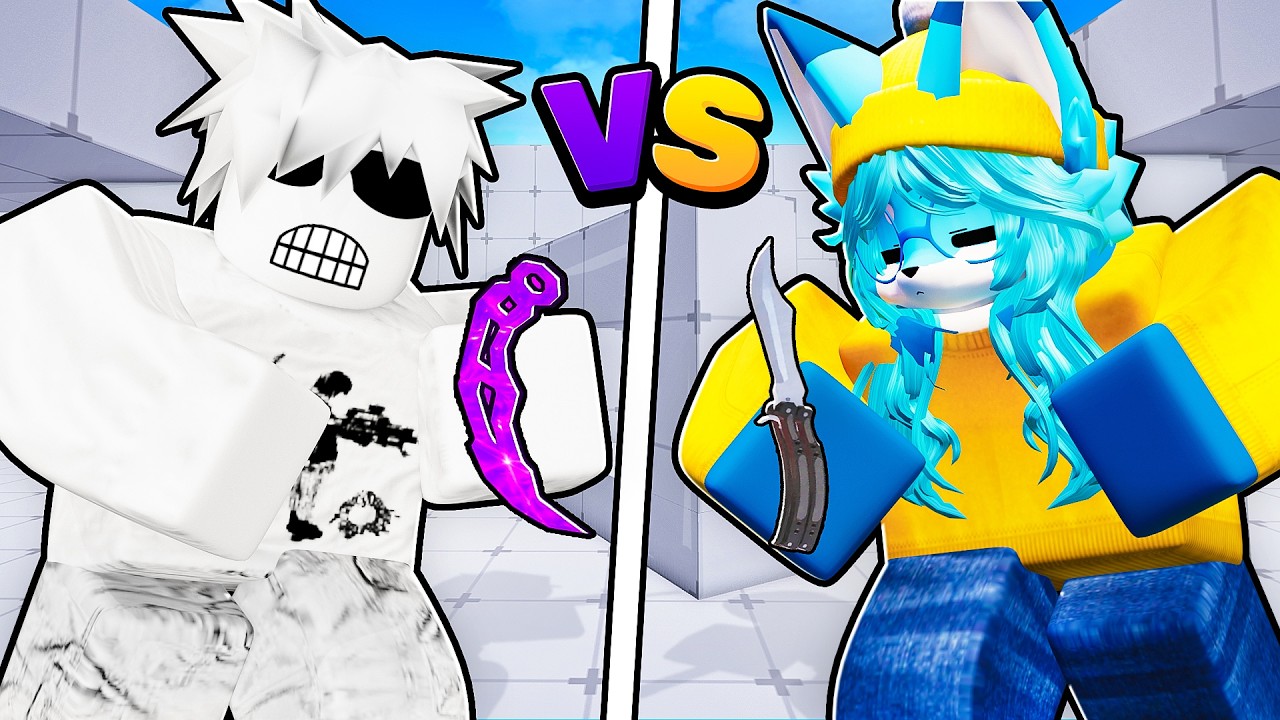 #1 BOY KNIFE PRO vs #1 GIRL KNIFE PRO in Roblox Rivals! background
