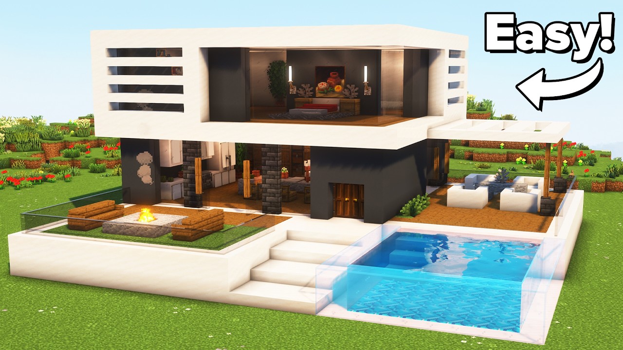 Minecraft: How To build a Modern House | Tutorial🏠 background