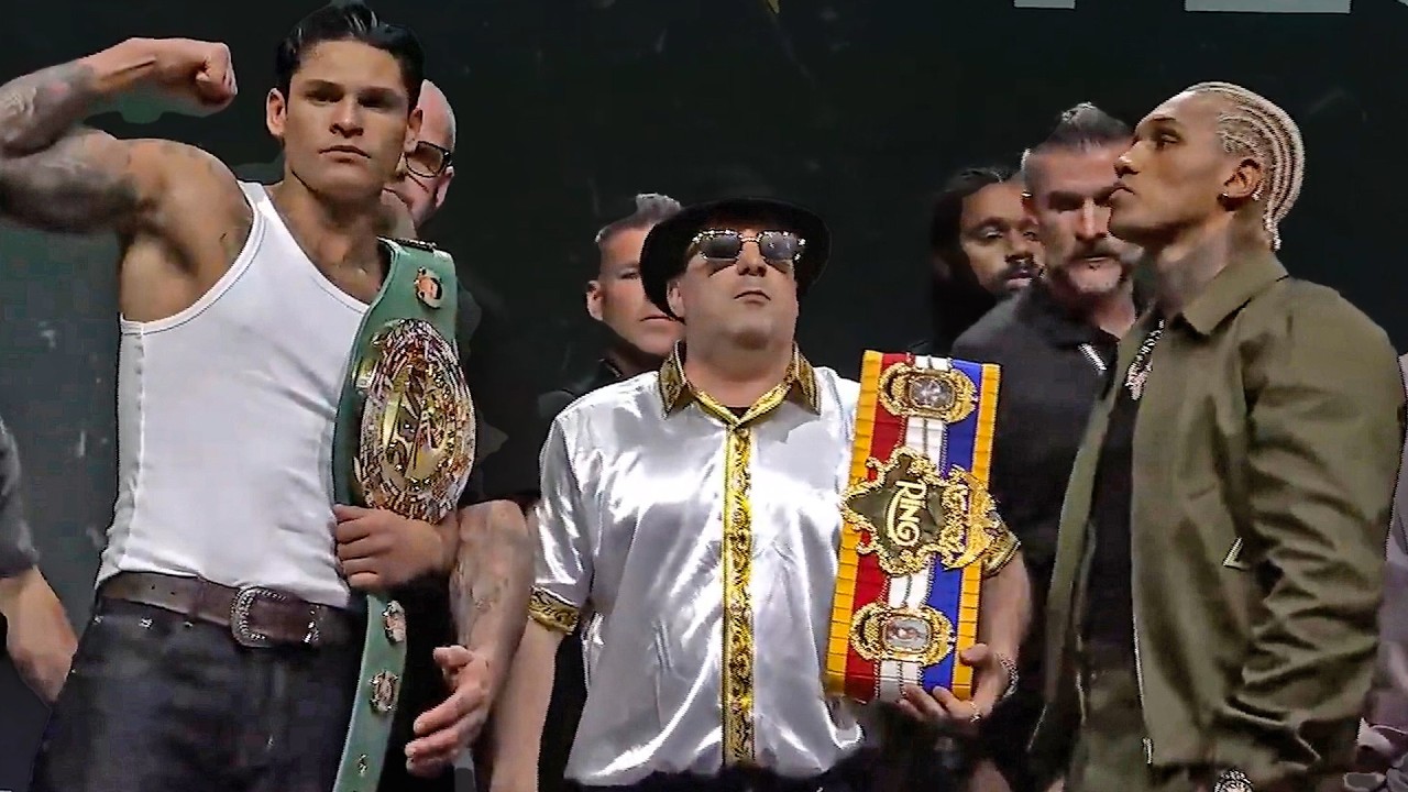 FACEOFF | Conor Benn MOUTHS OFF at Ryan Garcia | DAZN Boxing background