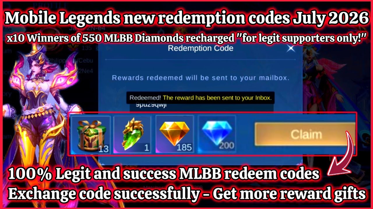 Mobile legends new redemption codesJuly 17, 2026 MLBB Diamonds Redeem codes via MWI background