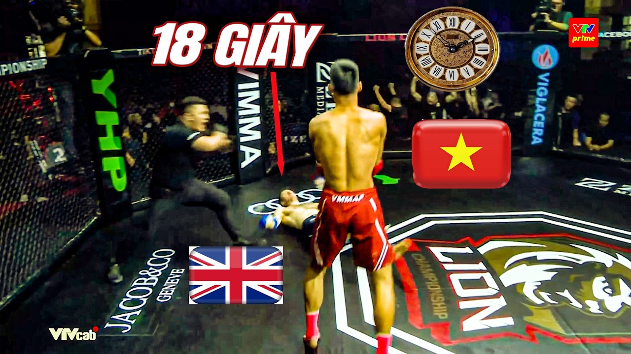 Chỉ mất 18 giây, võ sĩ Việt đã khiến Bóng Ma nước Anh nằm đơ ra sàn background
