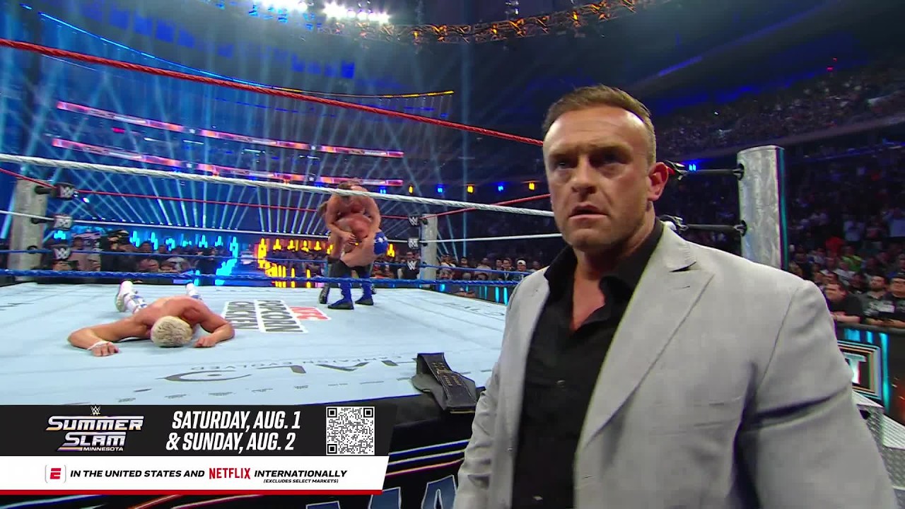 Nick Aldis BLASTS Gunther with the WWE Title: Saturday Night's Main Event highlights background