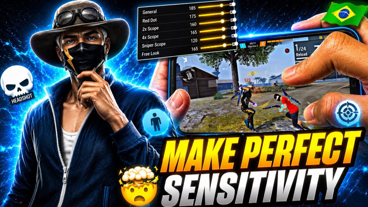 Best Brazilian Sensitivity 2026 for Free Fire | 95% Headshot Settings for All Devices π₯ background