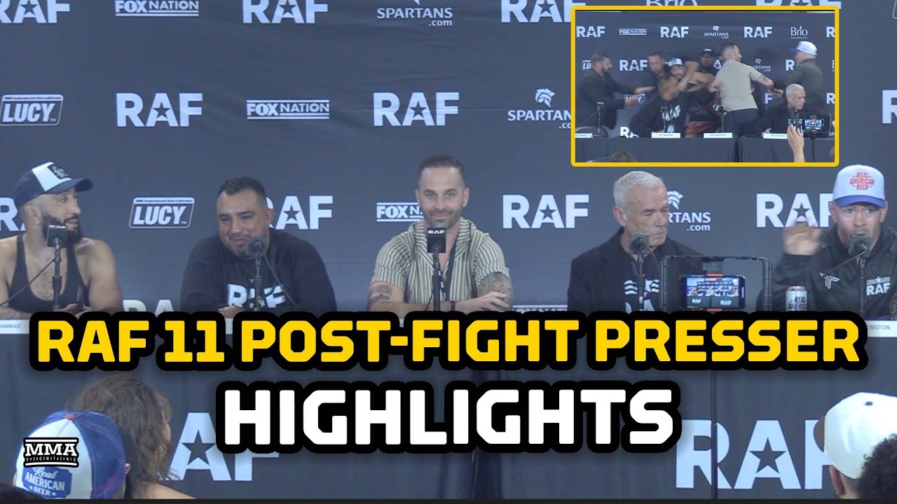 RAF 11 Post-Fight Press Conference Highlights | Colby Covington, Belal Muhammad BRAWL, Trash Talk background