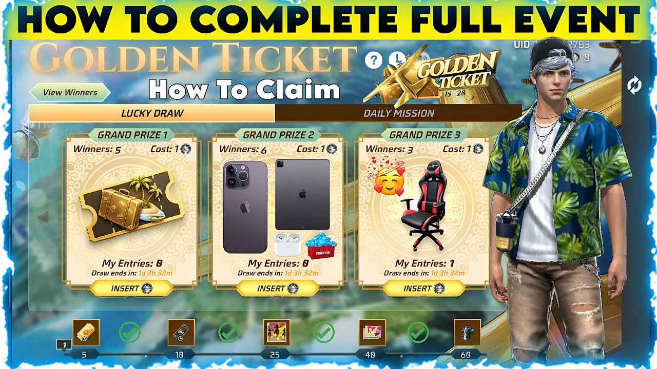 FREE FIRE GOLDEN TICKET EVENT SPECIAL REWARDS backdrop