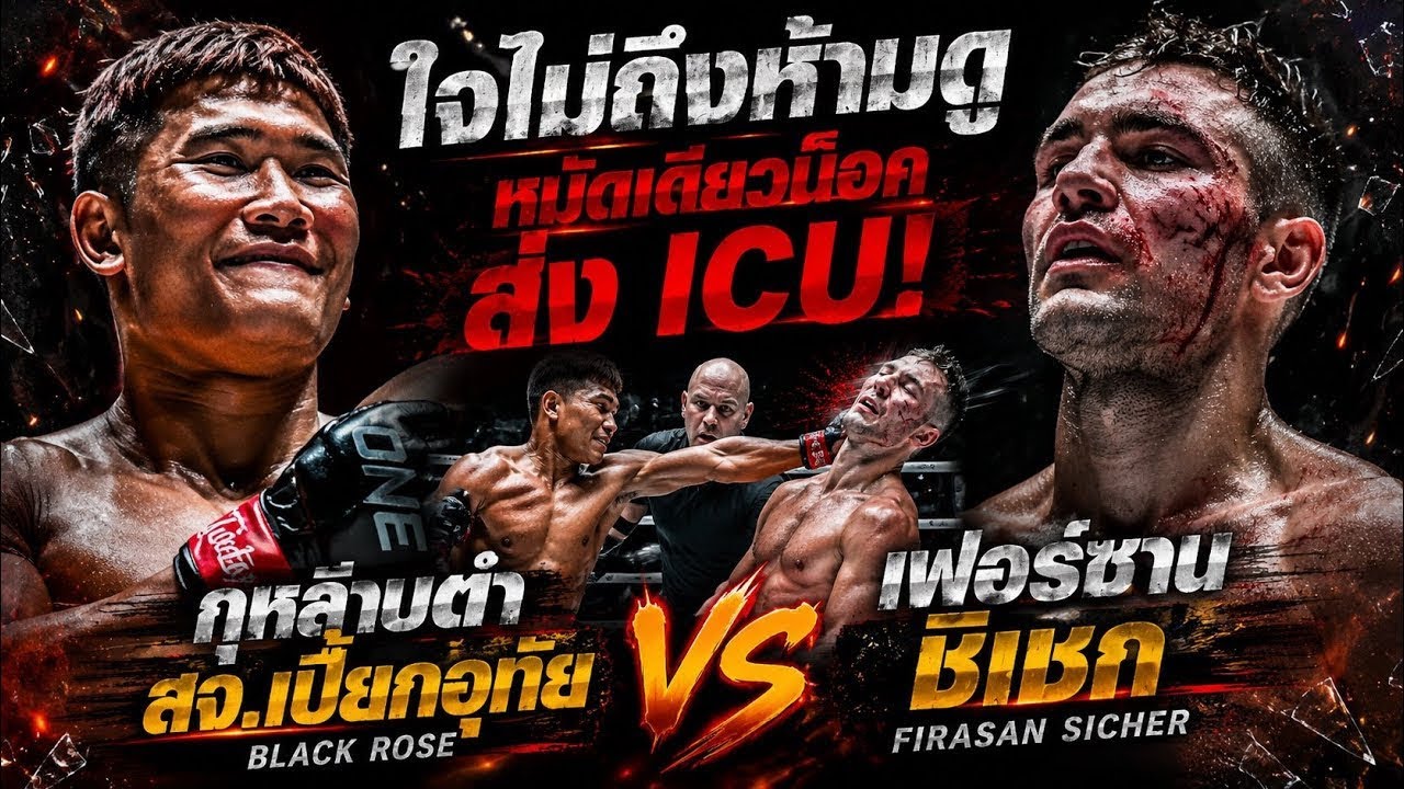 ใจไม่ถึงห้ามดู หมัดเดียวน็อคส่งICU! กุหลาบดำ สจ.เปี๊ยกอุทัย VS เฟอร์ซาน ชิเชก background