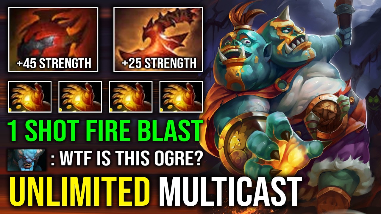 UNLIMITED MULTICAST 1 Shot Fireblast 1v5 Max Strength Offlane Ogre Magi Hard Carry Dota 2 background