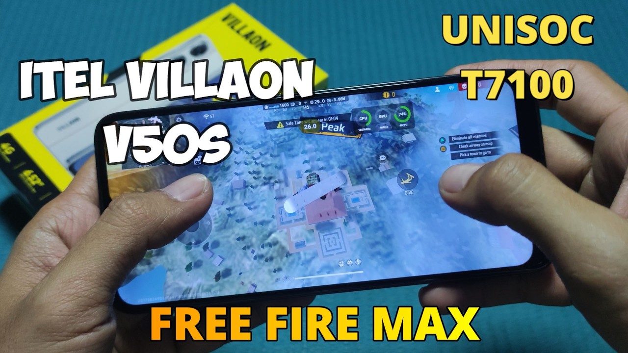 Free Fire Max in Itel Villaon V50s backdrop