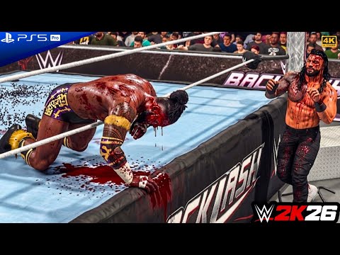 💀 WWE 2K26 - Roman Reigns vs Oba Femi | The Most Brutal Championship Match Ever 😱 | 4K Quality | backdrop