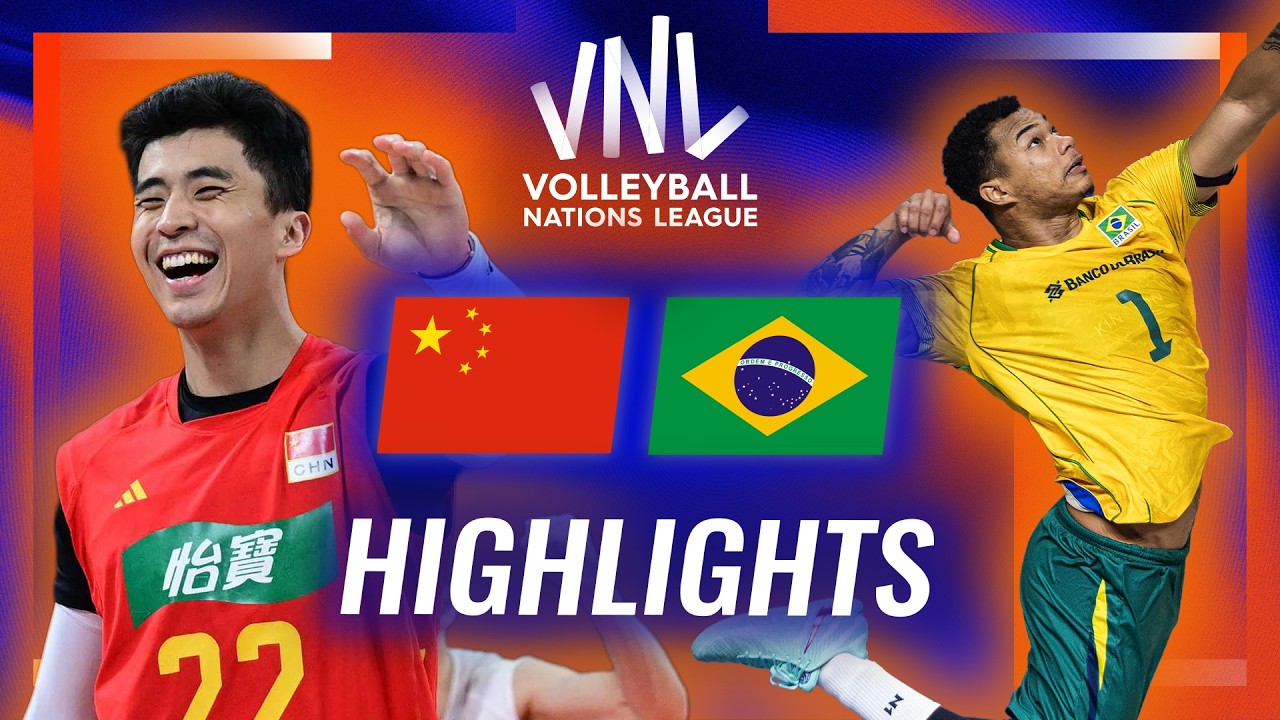 China🇨🇳 vs. Brazil🇧🇷 - Highlights | Week 3 | Men's VNL 2026 background