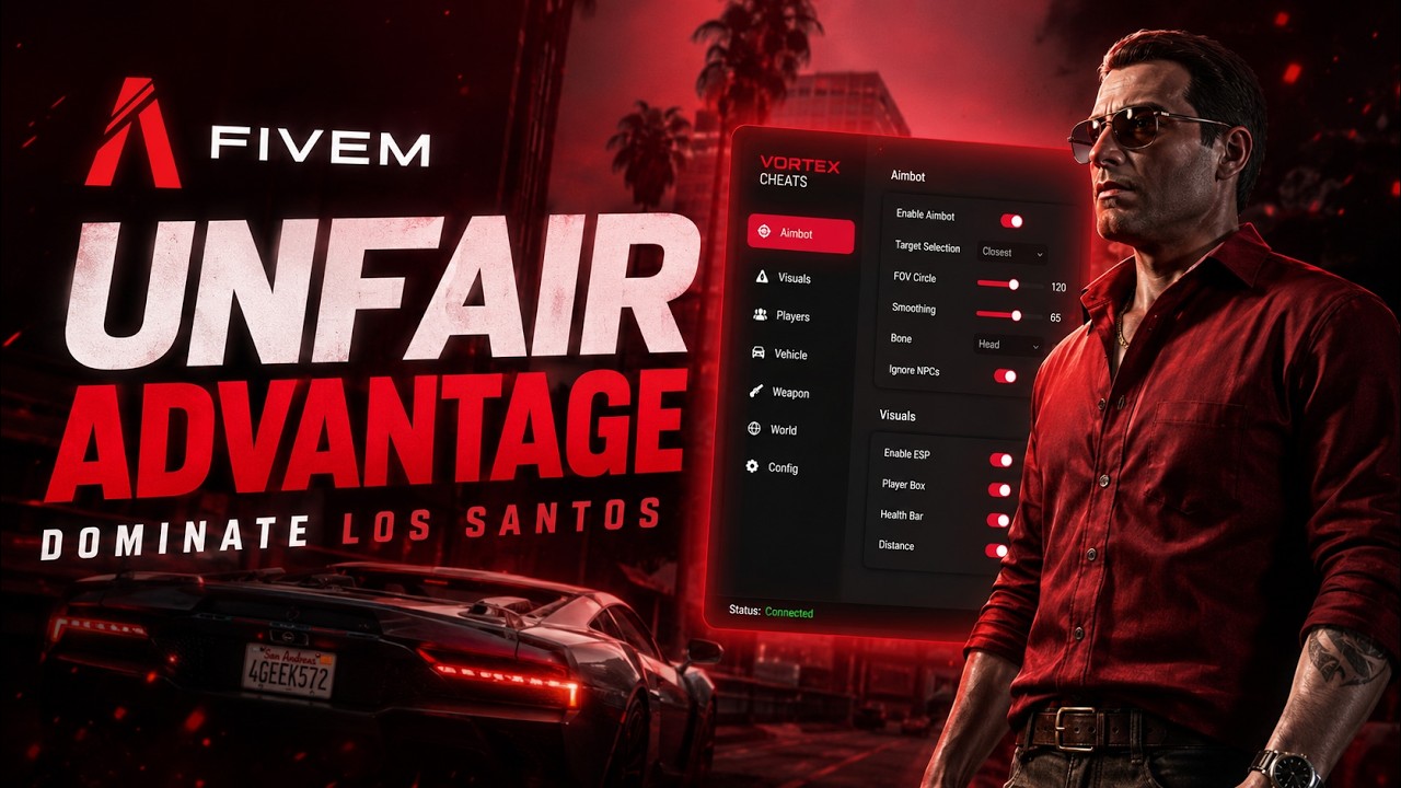 FiveM Mod Menu 2026 - Aimbot + ESP + Lua Executor - Undetected Hack PC background