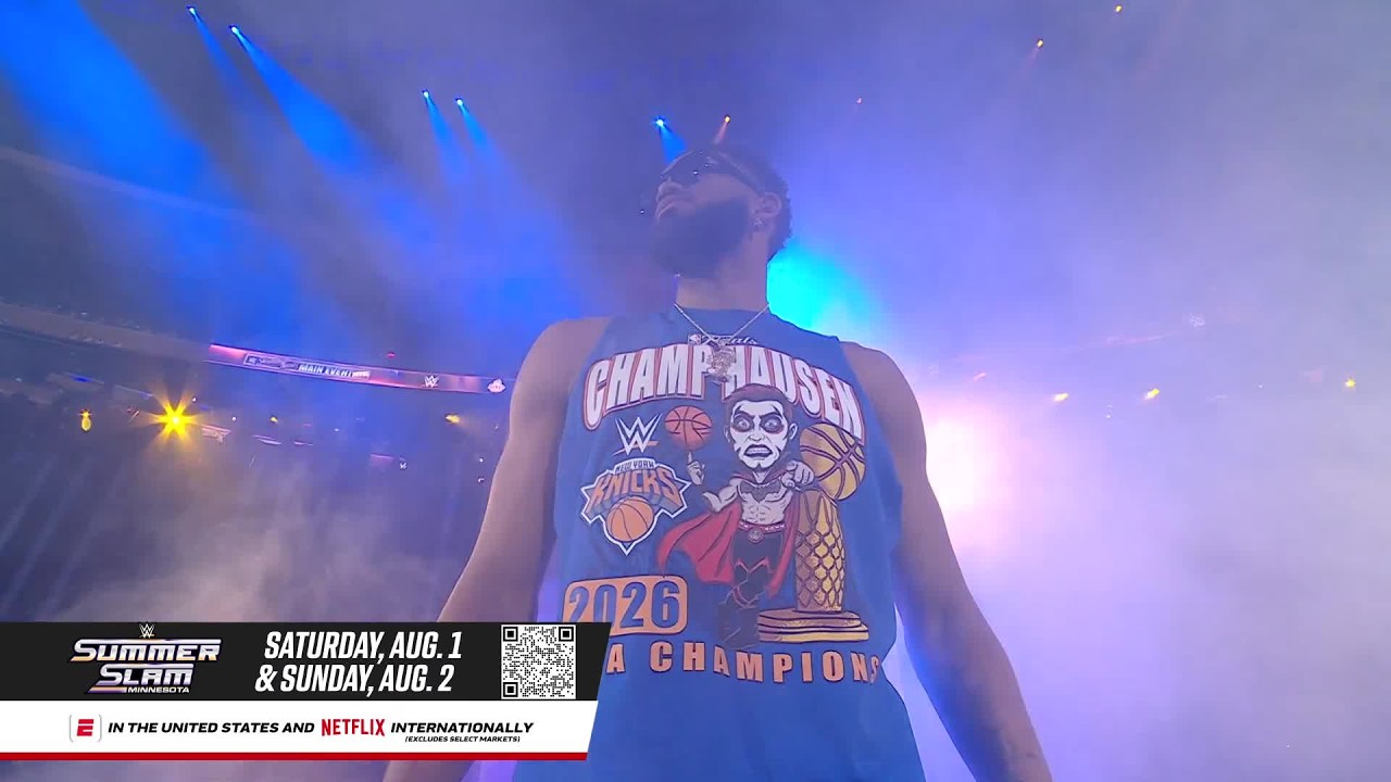 Karl-Anthony Towns CHOKESLAMS Dominik and JD McDonagh: Saturday Night's Main Event highlights background