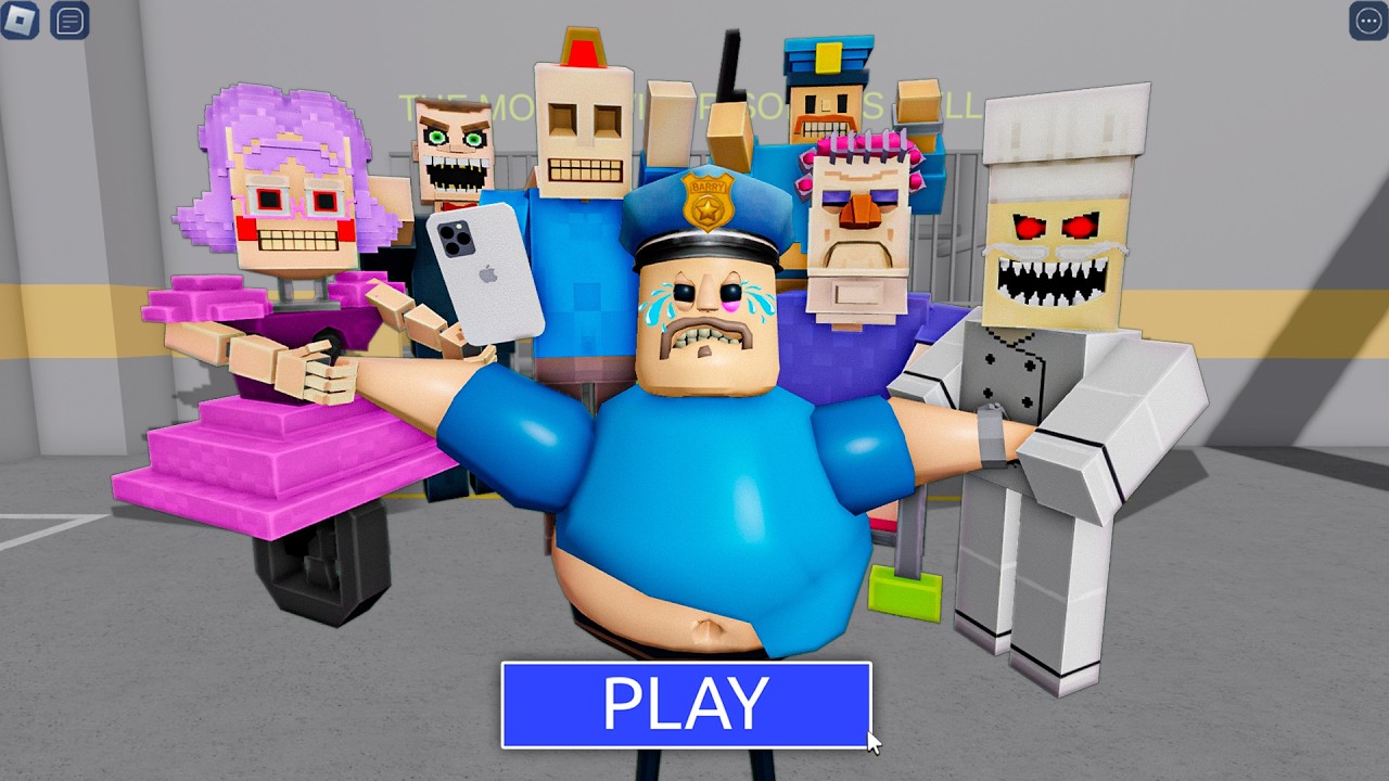 POLICE NEEDS HELP!? MINECRAFT BOSSES ATTACK! in BARRY'S PRISON RUN! New Scary Obby (#Roblox) backdrop