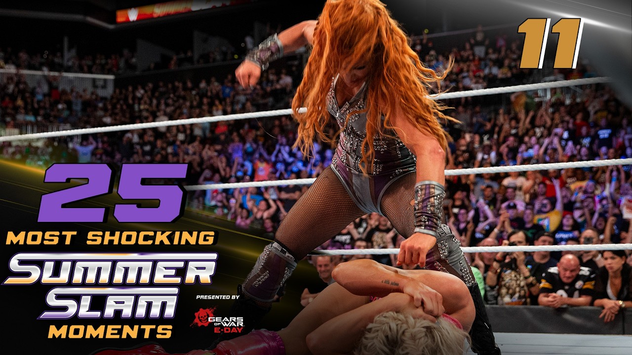 Becky Lynch demolishes Charlotte Flair in post-match ambush: 25 Most Shocking SummerSlam Moments background
